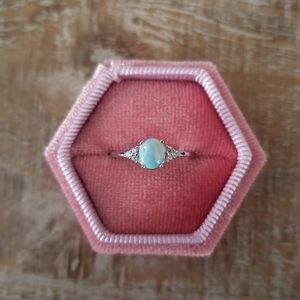 ❤ Natural Larimar Dainty Sterling Ring